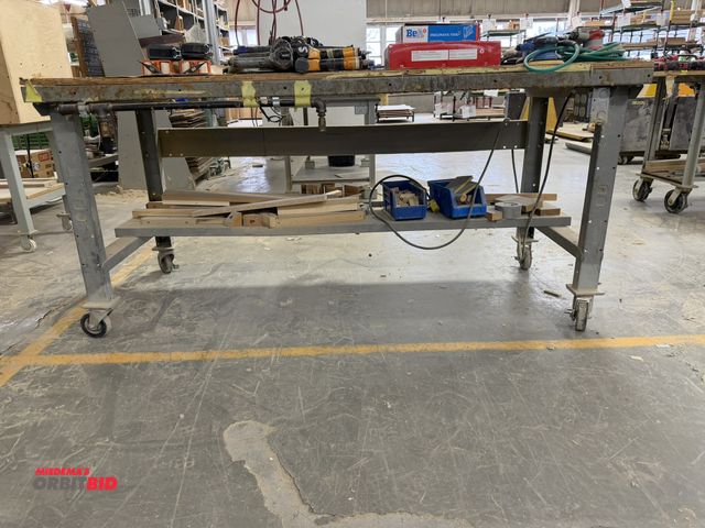 Lot 1-16135 - (1) 72" width x 34" height x 34" depth steel work bench, contents not included, with attached air co...