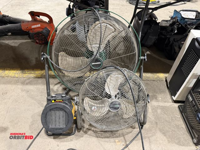 Lot 1-18607 - (1) Master Force, approx. 12", and (1) Master Force 18" floor fan, and (1) electric heater, model NF...