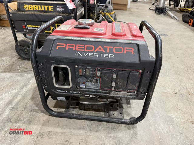 Lot 1-18646 - (1) Predator inverter generator, 4560 starting amps, 3650 running watts, gas engine, in working cond...