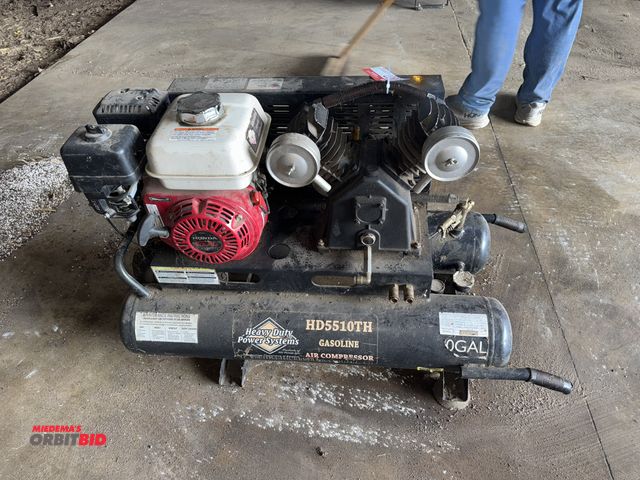 Lot 1-19907 - (1) Heavy Duty Power Systems gasoline powered air compressor, model HD5510TH, Honda GX160 motor, eng...
