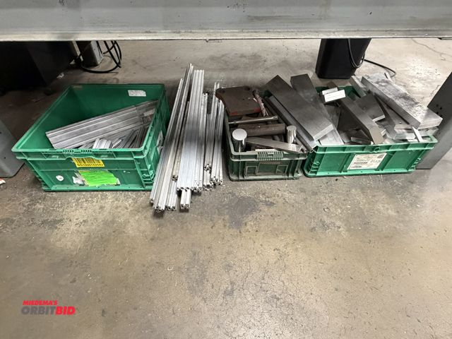 Lot 1-15347 - Large lot of assorted scrap aluminum and steel, (underneath table), includes structural aluminum ste...