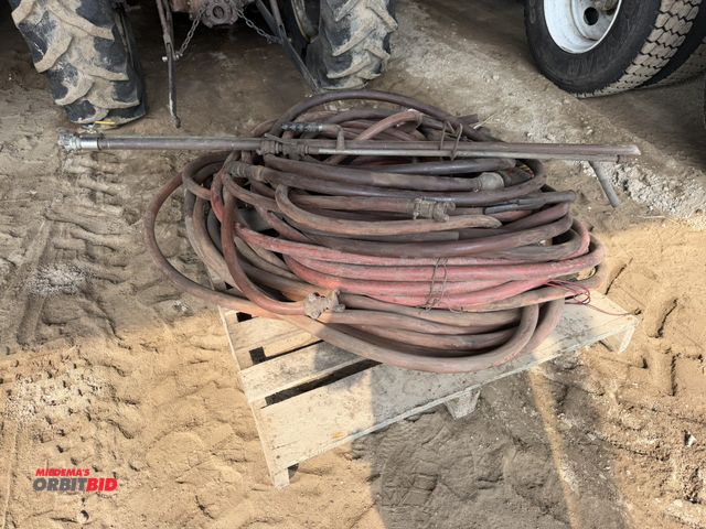 Lot 1-18296 - Large lot of assorted heavy duty air hose, and assorted air tools.