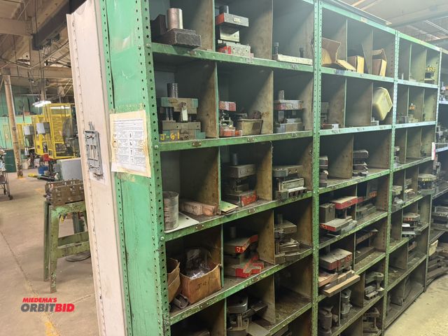 Lot 1-18649 - Lot of (2) 36" width x 87" height x 12" depth bolt-together steel racks with assorted dies.