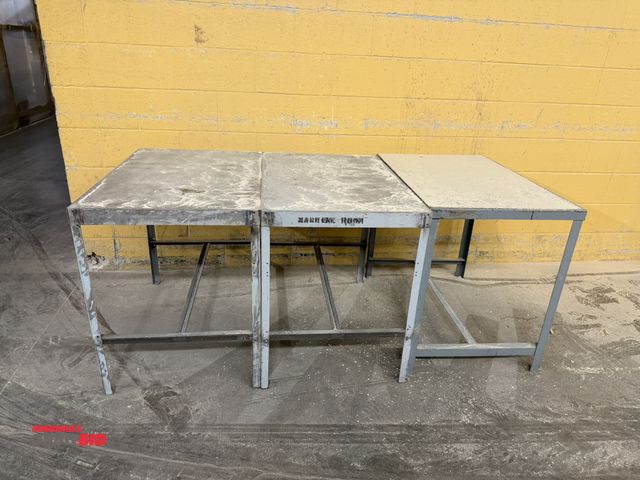 Lot 1-16397 - Lot of (3) 36" width x 30" height x 24" depth steel tables.