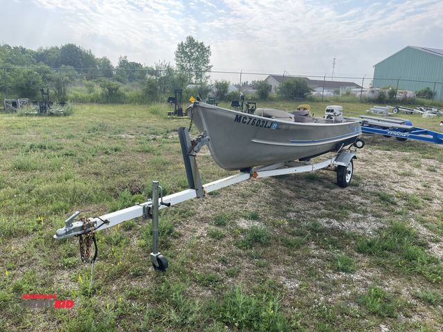 Lot 1-6604 - (1) Meyers 14' aluminum boat, 4-person capacity, Johnson 9.9 HP motor, 2 chairs, includes an EZ Load...