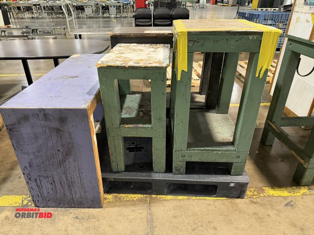 Lot 1-5228 - Lot including (1) 48" width x 29" height x 18" depth wood laminate stand, (1) 24" width x 30" height...
