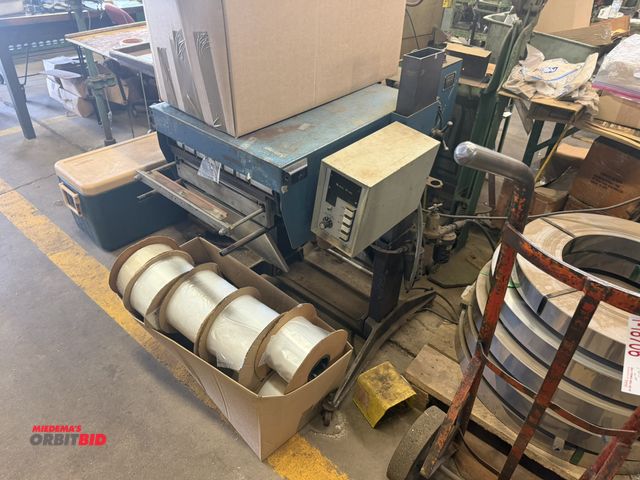 Lot 1-18707 - (1) Automated Packaging, model P100, imprinter with box of various rolls of plastic bags.