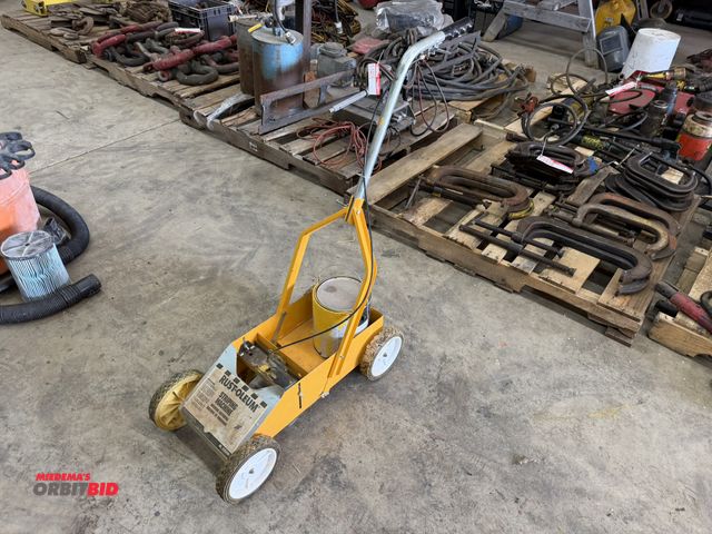 Lot 1-1433 - (1) Rust-Oleum striping machine with partial can of Valspar Zone Marking paint.
