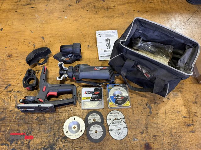 Lot 1-18509 - (1) RotoZip RotoSaw, model SS560VSC, 120V, with accessories, blades, and bag, and (1) small case of ...