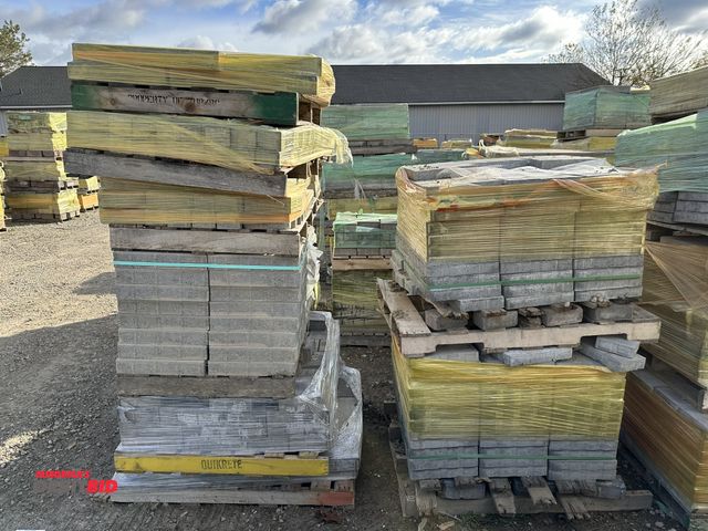 Lot 1-15779 - (8) skids of assorted pavers, sizes include 12.5" x 12 3/4" x 2" thick, 4" x 4" x 2 3/4" thick, and ...