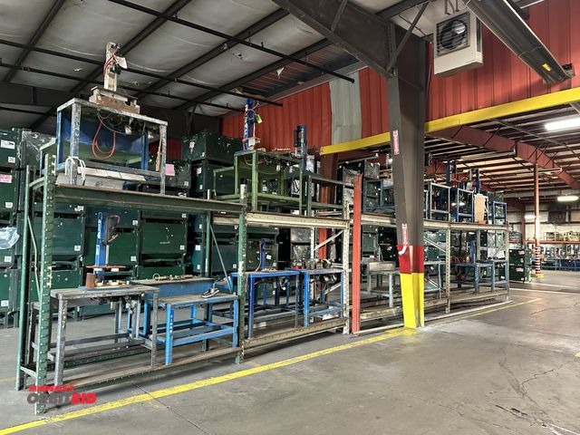 Lot 1-14390 - Lot of pieced together racking with total of (5) 36" depth x 8' height uprights (most are bent), (1)...