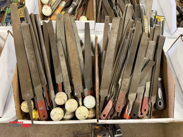 Lot 1-18479 - (2) boxes of assorted files, some with custom golf ball handles.