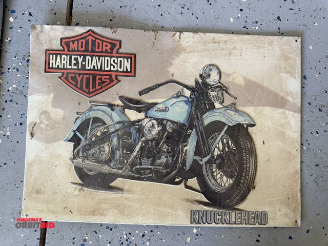 Lot 1-8218 - (1) 17" x 12" reproduction Harley Davidson Knuckle-Head tin sign.