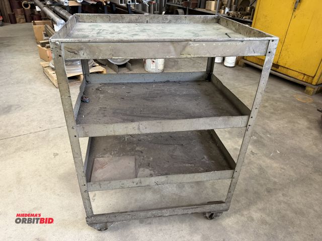 Lot 1-6186 - (1) 28" width x 37.5" height x 20" depth, 3-tier steel cart (no contents).