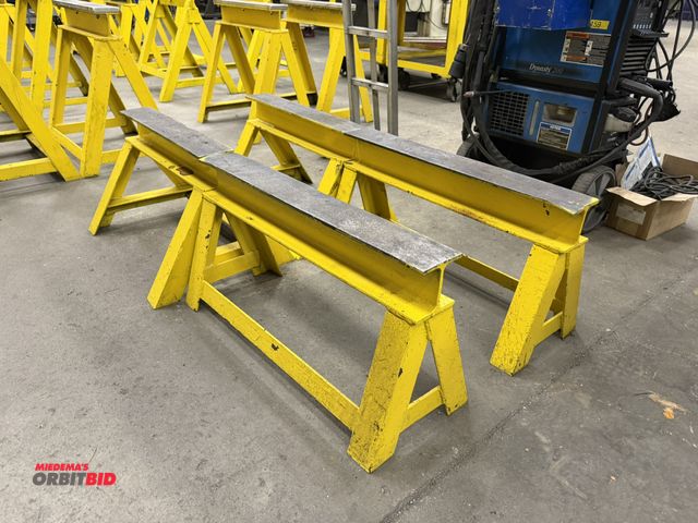 Lot 1-15175 - Lot of (2) metal saw horses, 30" long x 4" wide x 15 3/4" tall, and (2) 24" long x 4" x 15 3/4" tall...