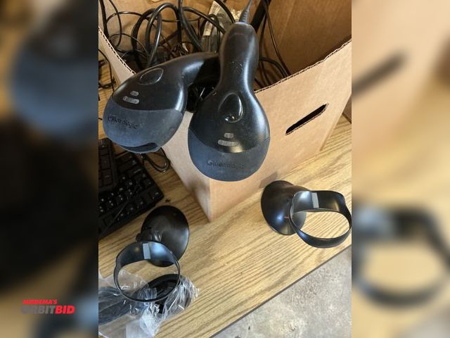 Lot 1-18345 - Metrologic MS9540 lot of (2) bar code scanners, (2) keyboards, and misc power cords included