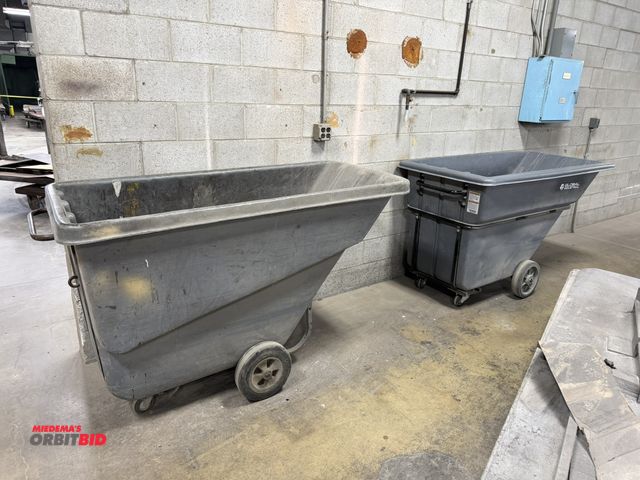 Lot 1-17227 - Lot of (2) Rubbermaid, 1 cubic yard capacity standard duty, 1000 lb. capacity cube trucks.