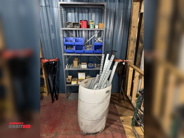 Lot 1-4508 - (1) rack, 36" wide x 12" deep x 86" tall, with contents of assorted electrical box 1/2" and 3/4" fle...