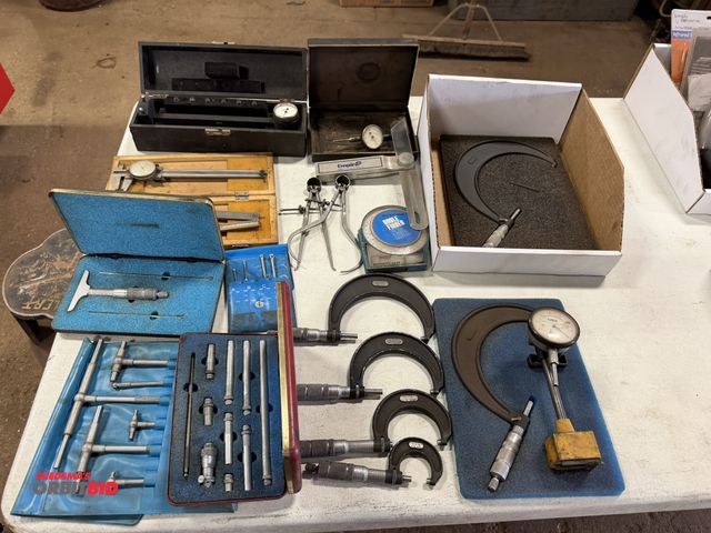 Lot 1-18511 - Lot of assorted inspection equipment, includes pin gauges, small hole gauges, depth micrometers, mic...