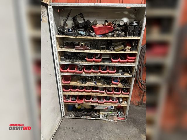 Lot 1-14426 - (1) 42" width x 66" height x 14" depth electrical enclosure converted to storage unit with contents ...