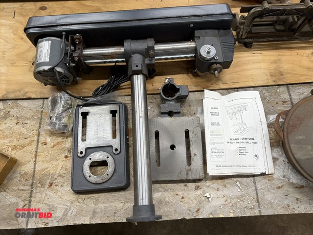 Lot 1-1450 - (1) new Craftsman, model 149.213340, 34" radial drill press with a Emerson, model S55MWL-6886, 115V,...