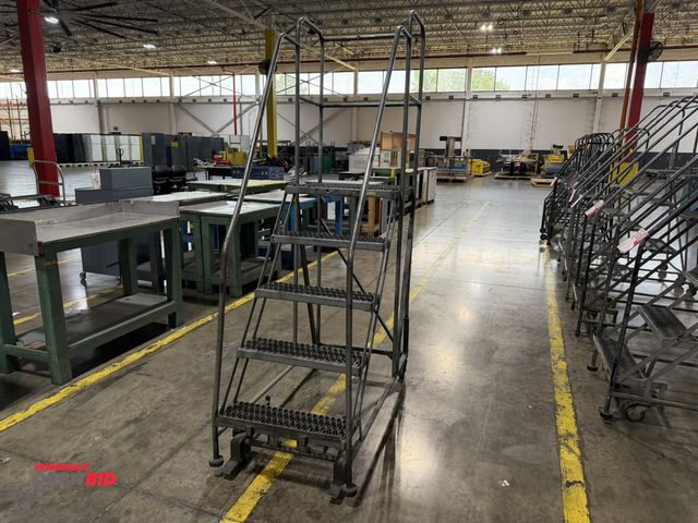 Lot 1-5196 - (1) Cotterman 800 lb. capacity, 5-step rolling warehouse safety ladder.