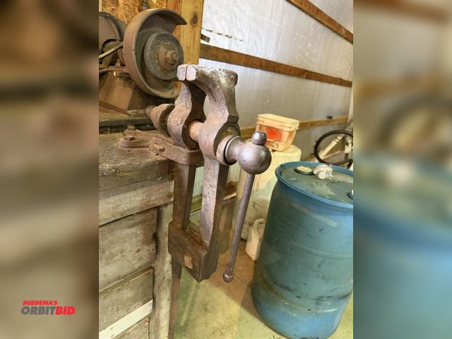 Lot 1-12335 - (1) vintage 4 1/2" bench mounted vise, vise only.