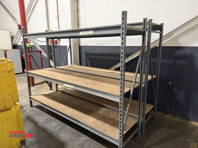 Lot 1-5548 - Lot of (2) 100" width x 72" height x 24" depth shelving units, each with 3 adjustable height shelves...