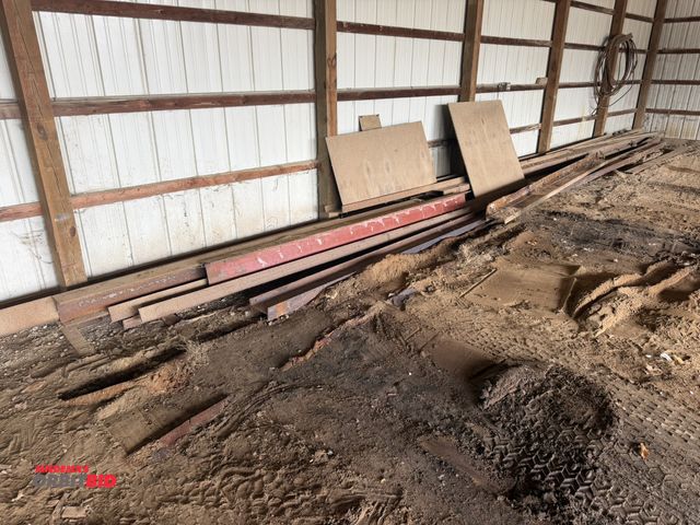 Lot 1-18309 - Large lot of assorted steel beams, various sizes and lengths, includes 8" x 8", heavy duty steel pla...