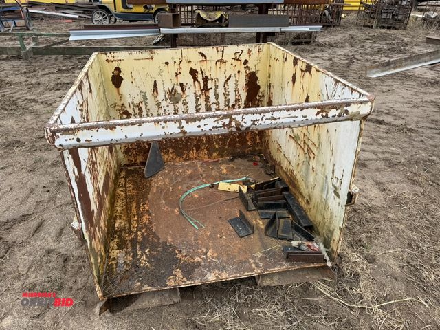 Lot 1-2999 - (1) 42" width x 34" height x 45" depth steel lift bucket with fork pockets.