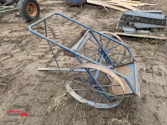 Lot 1-3010 - (1) oxygen/acetylene tank cart with pin style tow hitch, and 24" diameter steel wheels.