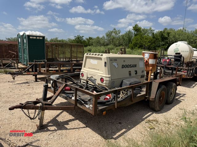 Lot 1-9469 - (1) 2012 assembled, tandem axle sandblasting trailer, 16' long x 83" wide, steel frame with wood dec...