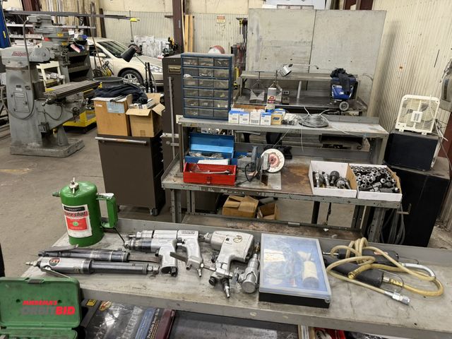 Lot 1-15163 - Lot of assorted pneumatic tools, includes drills, (1) 1/2" impact wrench, pneumatic die grinders, (1...