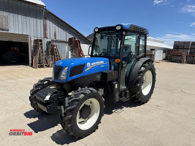 Lot 1-102582 - (1) New Holland T4 105F Tractor, 4WD, cab, 3PT, PTO, 2 remotes, 420-70R28 rear tires, 280-70R20 fron...