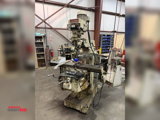 Lot 1-15579 - (1) Acra, model WS-18VH, vertical milling machine, S/N 802081, with a 54" x 10" T-slotted table, var...