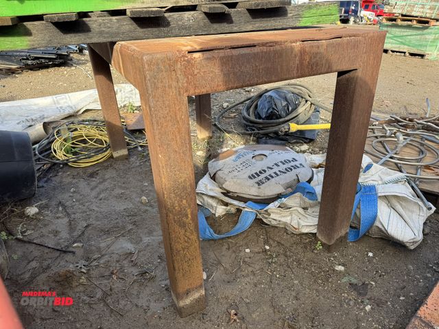 Lot 1-16003 - (1) 61" width x 36" height x 32" depth heavy duty steel table, contents not included.