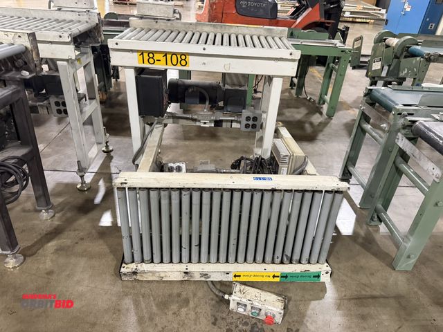 Lot 1-5599 - Lot of (2) 15" width x 3' length powered roller conveyor units with 3 phase electric motors, and var...