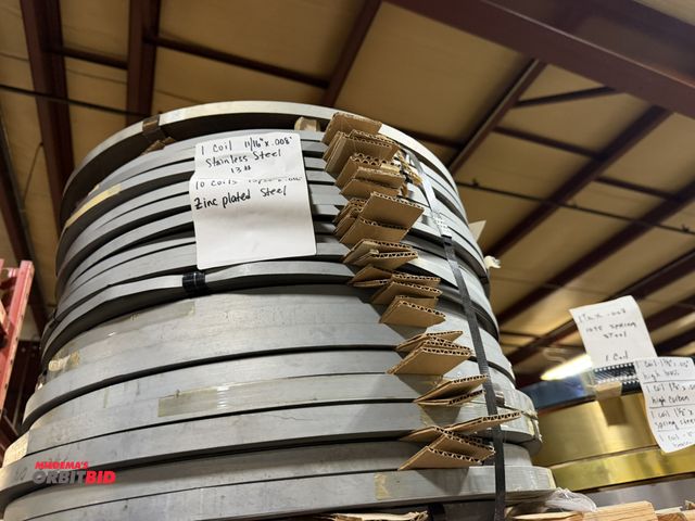 Lot 1-18689 - Lot of (10) 15/32" x .016" zinc plated steel coils, and (1) 11/16" x .008" stainless steel coils.