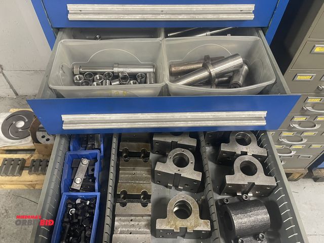 Lot 1-19293 - Contents of drawer #4 and 5, includes large lot of assorted mandrels, tool holders, and more.