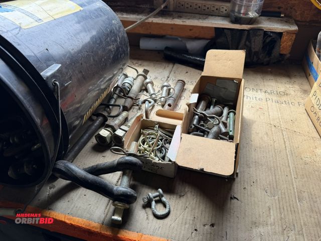 Lot 1-12337 - Large lot of assorted pins, hooks, clevis, and more.