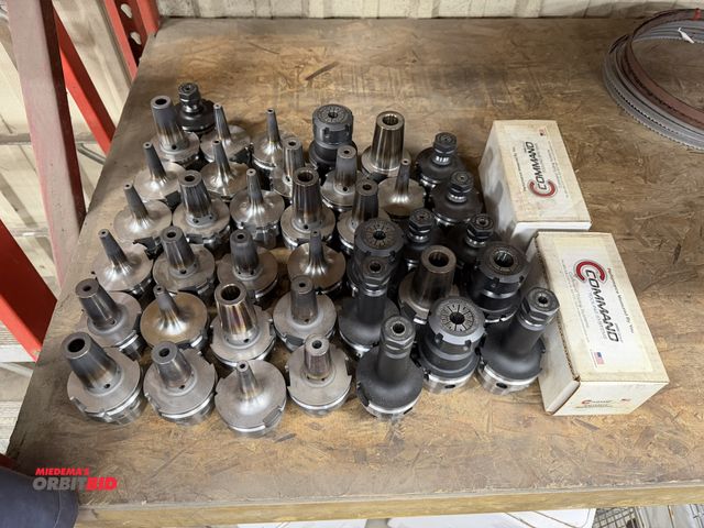Lot 1-2061 - Lot of (41) assorted Cat 40 tool holders, includes collet type and shrink fit type tools.