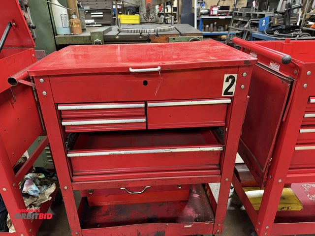 Lot 1-12487 - (1) US General 30" width x 42" height x 21" depth, 5-drawer rolling tool cart, missing 1 drawer (nee...