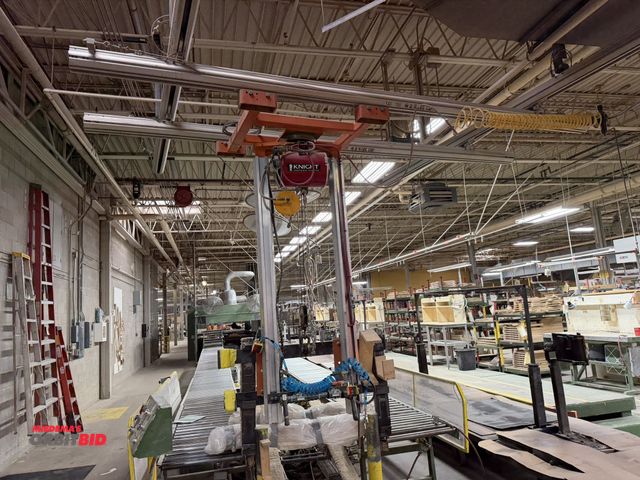 Lot 1-17080 - (1) Knight pneumatic air balancer lift, model KBA3450-073, cable style lift with a Creative Ergonomi...