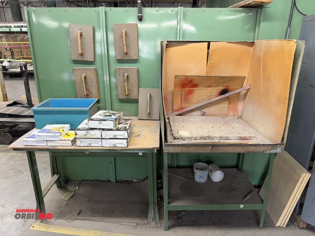 Lot 1-17211 - (1) 36" width x 34" height x 24" depth, 2-tier steel stand with a custom built paint booth on top, a...