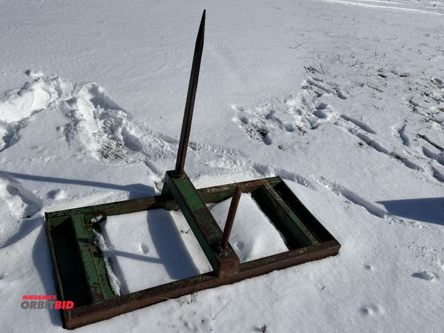 Lot 1-11590 - (1) 2 point loader tractor bale spear, approx. 33" long, loader tractor attachment brackets are appr...
