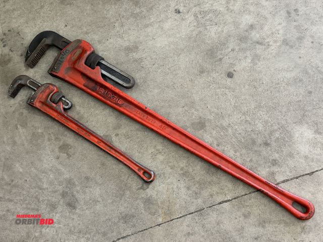 Lot 1-6145 - Lot including (1) Ridgid 48" heavy duty pipe wrench, and (1) Ridgid 24" heavy duty pipe wrench.