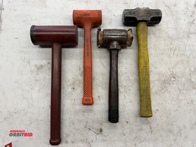 Lot 1-6140 - (1) 24 oz. dead blow hammer, (1) Tekton dead blow hammer, (1) rubber mallet with wood handle, and (1...