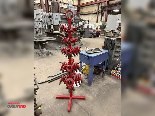 Lot 1-15217 - (1) custom made eye bolt tree, approx. 70" tall, includes assorted size metric eye bolts.