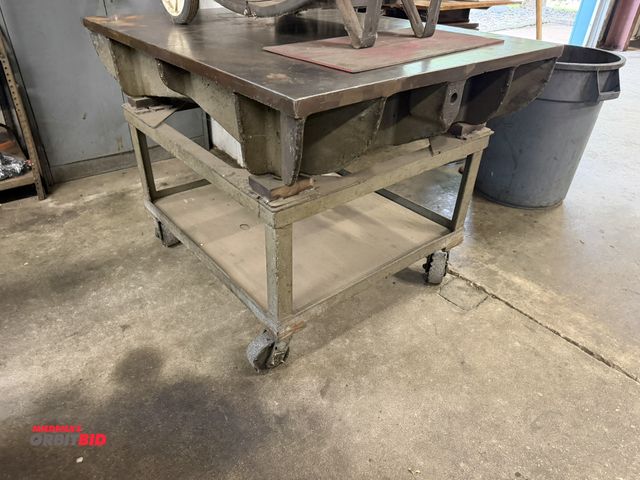 Lot 1-6460 - (1) 48" length x 10" height x 36" depth inspection table with a 38" width x 24" height x 34" depth, ...