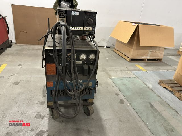 Lot 1-17416 - (1) Hobart Mega-MIG 450 MIG welder, S/N 80WS18818 (230/460V input) with a Hobart 27-A wire feed unit...